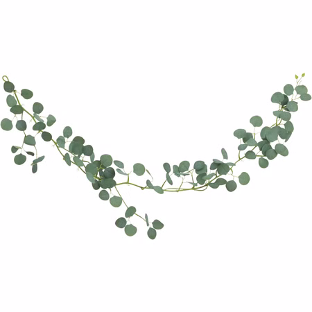 Eukalyptus Girlande 173 cm Grün Pflanzen Deko Hochzeit Geburtstag Basteln Kunstblume Tischdeko Deko-Ideen DIY Bastelbedarf Künstliche Eukalyptus-Girlande mit runden Blättern, ca. 173 cm lang