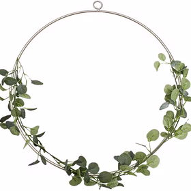 Eukalyptus Girlande 173 cm Grün Pflanzen Deko Hochzeit Geburtstag Basteln Kunstblume Tischdeko Deko-Ideen DIY Bastelbedarf Metallring mit dekorierter künstlicher Eukalyptus-Girlande