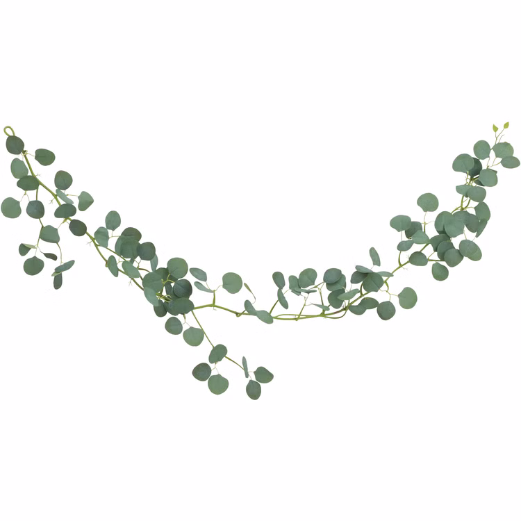 Eukalyptus Girlande 173 cm Grün Pflanzen Deko Hochzeit Geburtstag Basteln Kunstblume Tischdeko Deko-Ideen DIY Bastelbedarf Künstliche Eukalyptus-Girlande mit runden Blättern, ca. 173 cm lang