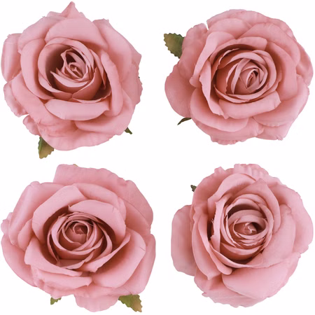 Rosenblüten Altrosa 4er Set 11 x 6 cm Deko Rosenköpfe für Hochzeit Geburtstag Tischdeko Deko-Ideen Kunstblumen Bastelbedarf Vier altrosa Deko-Rosenköpfe im 4er-Set, je 11 x 6 cm groß.