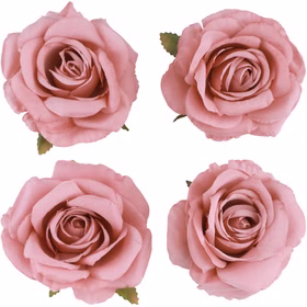 Rosenblüten Altrosa 4er Set 11 x 6 cm Deko Rosenköpfe für Hochzeit Geburtstag Tischdeko Deko-Ideen Kunstblumen Bastelbedarf Vier altrosa Deko-Rosenköpfe im 4er-Set, je 11 x 6 cm groß.