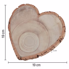 Baumscheibe Herzform Rustikales Holzherz 19 cm Tischdeko Hochzeit Geburtstag Vintage Dekoration Geburtstag Hochzeit Jubiläum Muttertag Deko-Ideen Herzförmige Baumscheibe mit 19 x 19 x 3 cm Maßangabe.