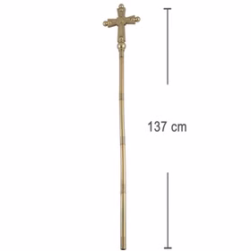 Bischofsstab mit Kreuz 5-tlg. Goldener Bischofskreuz-Stab 137 cm für Erwachsene Kostüm-Zubehör Bischof Kardinal Nikolaus Weihnachtsmann Accessoire Weihnachtsmann Bischofsstab mit Maßangaben mit einer Gesamtlänge von 137 Zentimeter