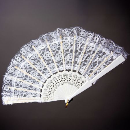 Weißer Spitzenfächer 23 cm im viktorianischen Stil Kostüm-Zubehör für Damen