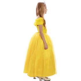 Prinzessin Kostüm Schöne Belle Kleid Gelb für Kinder Gr. 116-140 Märchen Kinderkostüm Prinzessin Fasching Karneval Mottoparty Prinzessin Kostüm Schöne Belle von der Seite