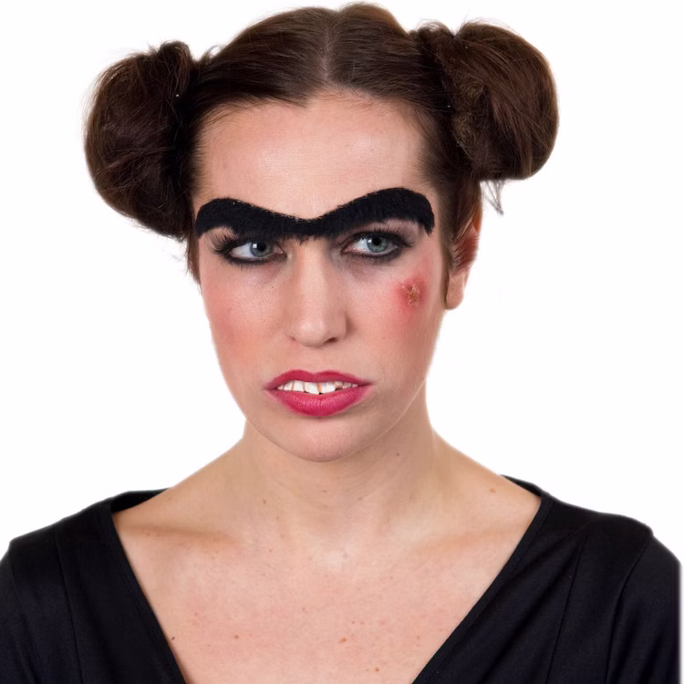 Augenbraunen Frida durchgehend Schwarz für Erwachsene Kostüm-Zubehör Fasching Karneval Mottoparty witziger Partygag Accessoire Monobrow Durchgehenden Augenbraue in sattem Schwarz für Erwachsene von Vorne