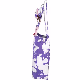 Kuh Kostüm Milky Latzhose Weiß Lila für Damen Gr. M-XXL Fasching Karneval Mottoparty Paar- und Gruppenkostüme Seitenansicht der Kuh-Latzhose mit Trägern und Kuhdesign auf der Vorderseite.