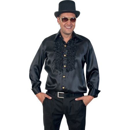 Rüschenhemd Schwarz Venezia Musketier für Herren