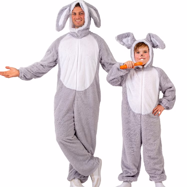 Hasen Kostüm Rabbit Reese Kaninchen für Kinder Gr. 116-140 Grau Tier Tierkostüm Ostern Fasching Karneval Mottoparty Hasen Kostüm für Erwachsene und für Kinder von Vorne