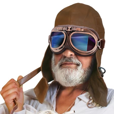 Aviator Set Retro Vintage Pilotenmütze mit Fliegerbrille für Erwachsene