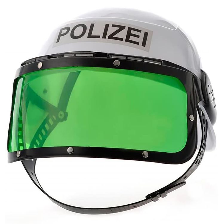 Polizei Kostüm Polizist Matteo Weste mit Polizeihelm für Kinder Polizei Kostüm Polizeiweste und Helm mit Stop-Kelle in der rechten Hand von Vorne