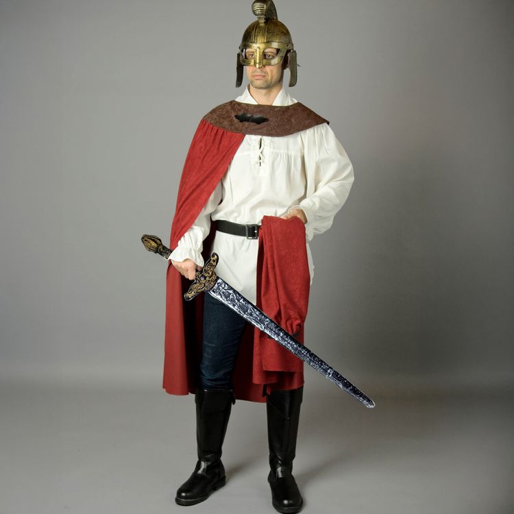 Sankt Martin Kostüm für Herren Deluxe mit teilbarem Umhang Helm und Schwert von Vorne