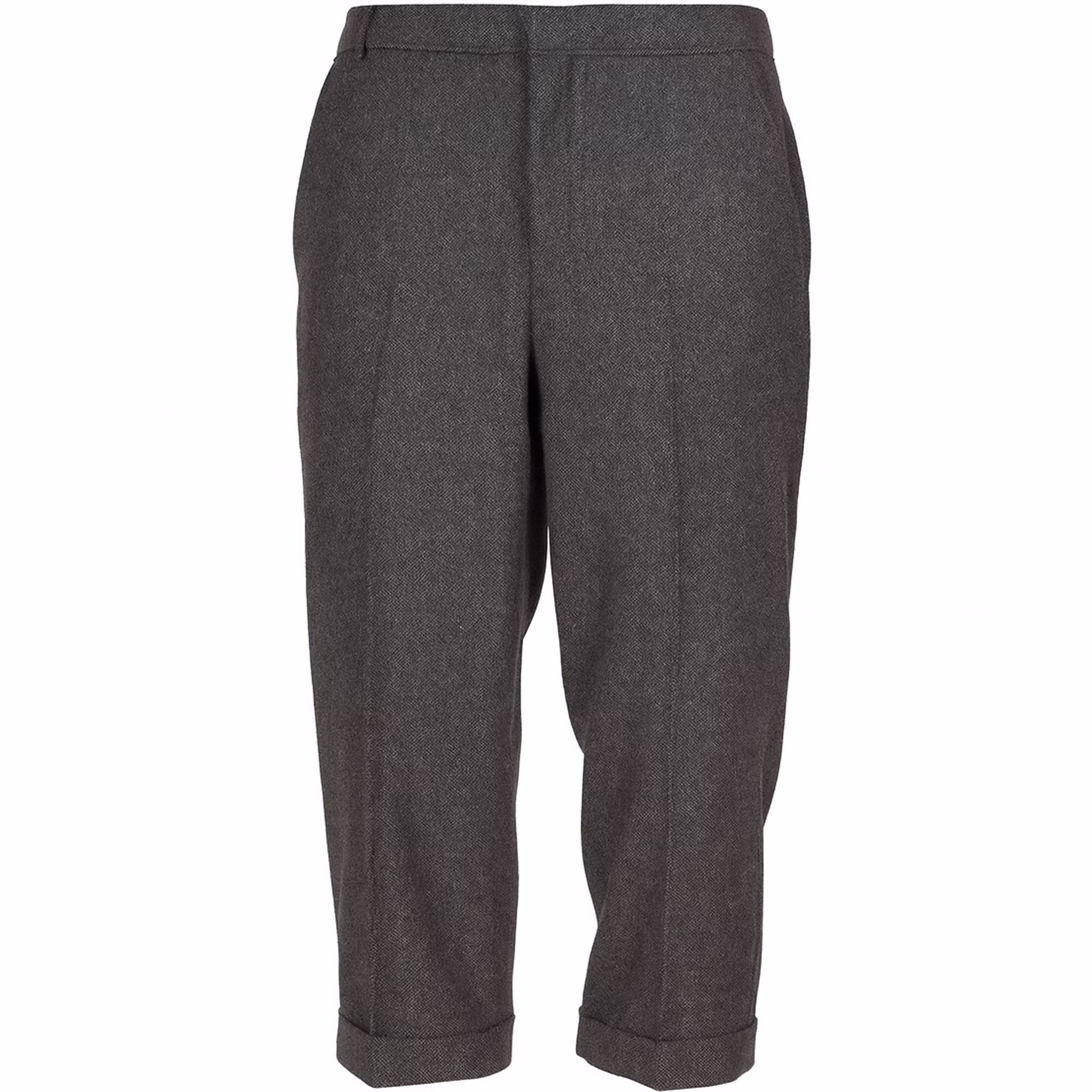 20er Jahre Kostüm Hans Deluxe Knickerbocker & Weste Grau für Herren Gr. 50-58 Charleston Fasching Karneval Mottoparty Vorderansicht einer grauen Knickerbockerhose ohne Accessoires, auf hellem Hintergrund freigestellt.
