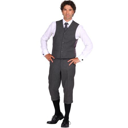 20er Jahre Kostüm Hans Deluxe Knickerbocker & Weste Grau für Herren