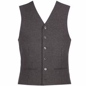 20er Jahre Kostüm Hans Deluxe Knickerbocker & Weste Grau für Herren Gr. 50-58 Charleston Fasching Karneval Mottoparty Vorderansicht einer grauen Weste mit Knopfleiste und zwei kleinen Taschen.