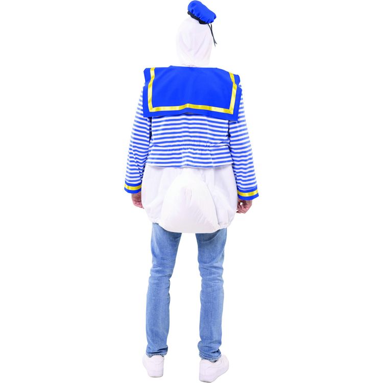 Mann und Frau zusammen im Entenkostüm als Matrosenenten-Paar.