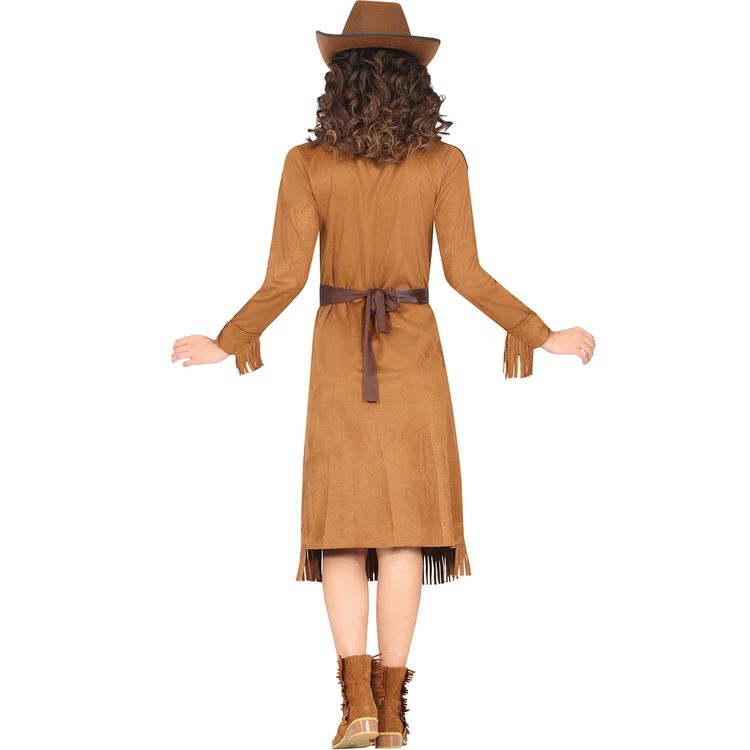 Western Kostüm Rodeo Lady Dolly Kleid für Damen Frau im Western Kostüm Rodeo Lady Dolly mit Cowboyhut und Gürtel.
