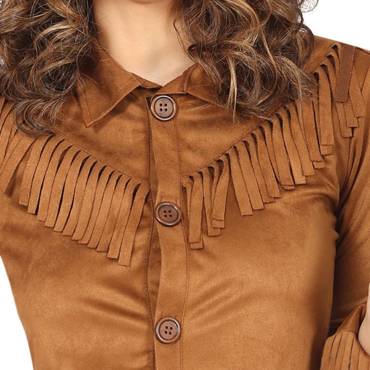 Western Kostüm Rodeo Lady Dolly Kleid für Damen Frau im Western Kostüm Rodeo Lady Dolly mit Cowboyhut und Gürtel.