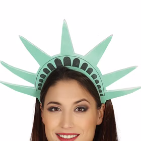 Freiheitstatue Kostüm Mrs. Liberty Göttin der Freiheit für Damen Gr. M-L Andere Länder Fasching Karneval Mottoparty Kopfstück der Freiheitsstatue mit Strahlenkranz-Optik.