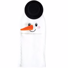 Flach liegende Schneemann-Mütze mit Gesicht und Hut.