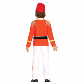 Nussknacker Kostüm Zinnsoldat Tommy Uniform mit Mütze für Kinder 5-12 Jahre Weihnachten Fasching Karneval Mottoparty Kinderfasching Rückansicht des Nussknacker-Kostüms mit goldenen Schulterfransen.