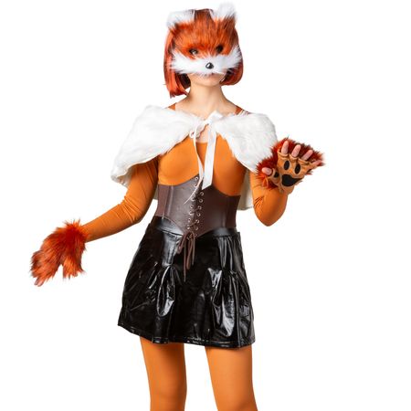 Fuchs Kostüm Tier-Set Maske Handschuhe & Schwanz für Erwachsene