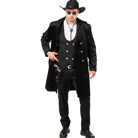 Western Jacke Schwarz Steampunk Gehrock de Luxe mit Futterstoff für Herren