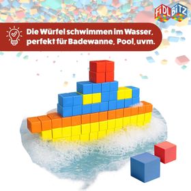 Verpackung der FIDL BITZ selbstklebenden Bauwürfel mit 320 bunten Bausteinen.