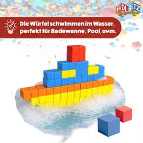 320 Selbstklebende Würfel Kreatives Motorik- & Konstruktionsspielzeug FIDL BITZ Bau- und Lernspielzeug für Kinder ab 3 Jahren Spielwaren Spielzeug Geschenkidee Bunte Bauwürfel Bauwürfel schwimmen im Wasser – ideal als Badewannenspielzeug.