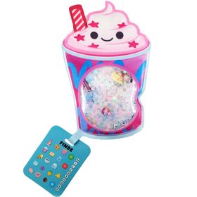 Milchshake Sensorik-Spielzeug mit Perlenfüllung und Suchkarte. Kinder können versteckte Symbole und Buchstaben im Inneren durch Verschieben der Perlen entdecken.