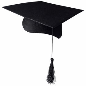 Doktorhut Absolventenhut Schwarz mit Quaste für Erwachsene vor weißem Hintergrund.