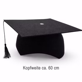 Doktorhut Absolventenhut Schwarz mit Quaste Party Zubehör für Bachelor & Uniabschluss Kostüm-Zubehör Fasching Karneval Mottoparty Party-Gag Absolventenhut in Schwarz mit Quaste und Hinweis „Kopfweite ca. 60 cm“, freigestellt, ideal für Abschlussfeiern und Partys.