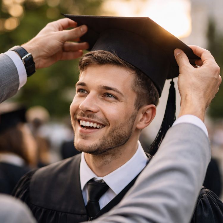 Doktorhut Absolventenhut Schwarz mit Quaste für Erwachsene vor weißem Hintergrund.