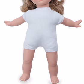 Puppe Isabella 40 cm mit Soft Body langen blonden Haaren für Kinder Spielpuppe Spielzeug Spielwaren für Kinder Geschenkidee Puppe Isabella mit Soft-Body ohne Kleidung, zeigt weichen Stoffkörper und bewegliche Arme und Beine.