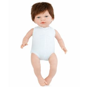 Puppe Mila mit Produktinformationen, inklusive 5-teiligem Set, Schnuller und Zubehör.