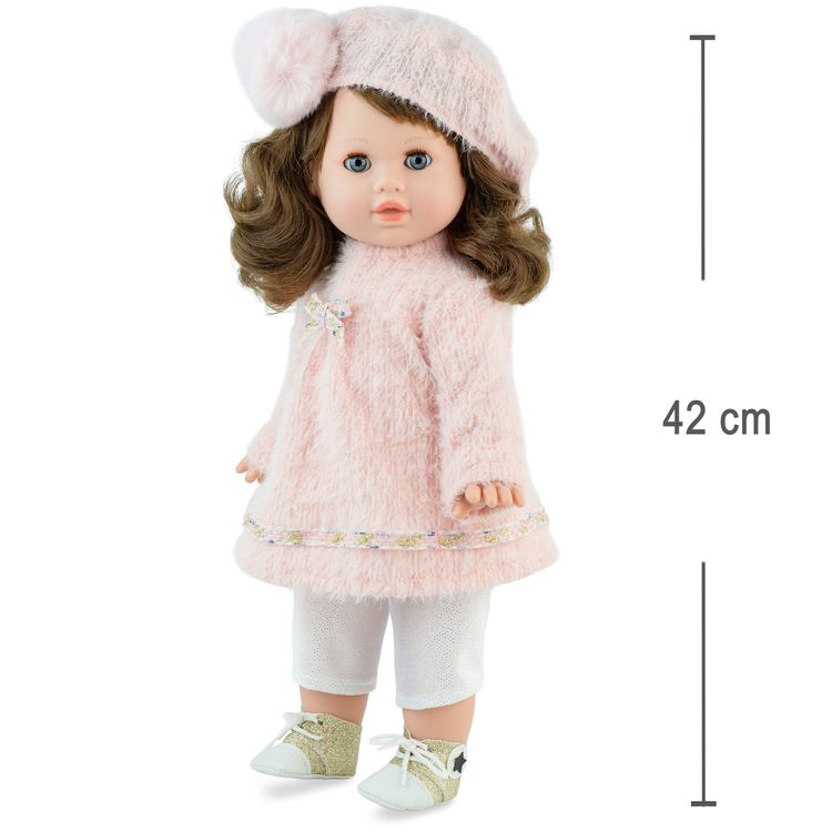 Spielpuppe Stella 42 cm mit Softbody, langen Haaren, Schlafaugen und 4-teiligem Outfit – kreative Kinderpuppe zum Spielen und Kuscheln.