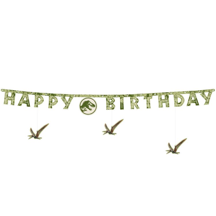 Jurassic World Party-Set Dinosaurier Party-Deko 34-Teile T-Rex Geburtstag Komplettübersicht des 34-teiligen Jurassic World Party-Sets mit Tellern, Bechern, Servietten, Banner und Tischdecke im Dinosaurier-Design.