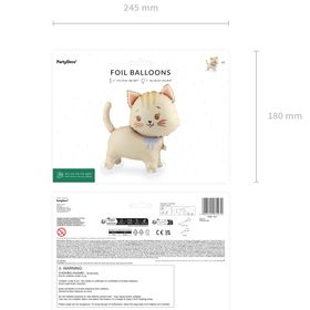 Katze Folienballon Kitty 61 x 65 cm auf Rädern, niedliches Tiermotiv mit Schleife, Party-Deko Luftballon Kindergeburtstag.