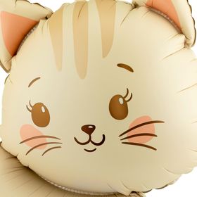Katze Folienballon Kitty 61 x 65 cm auf Rädern, niedliches Tiermotiv mit Schleife, Party-Deko Luftballon Kindergeburtstag.