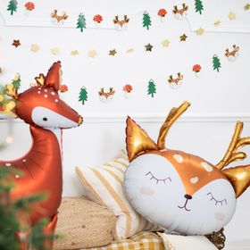 Reh Folienballon Feli das Rehkitz 73 x 64 cm, niedlicher Tierballon mit goldenen Details für Party-Deko.