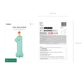 Gelber Folienballon in Form der Zahl 0 mit Sternenmuster, Gesicht und Partyhut vor hellem Hintergrund.