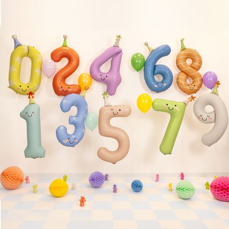 Folienballon-Set Zahlen 0–9 Pastell niedliche Geburtstags-Deko für Kinder