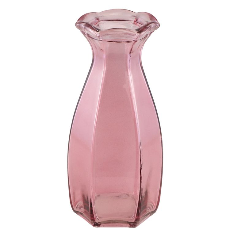 Glasvase Corolle 20 cm elegante Blumenvase Vintage Tisch-Deko Grüne Glasvase Corolle mit geschwungener Form und dekorativ gewelltem Rand auf hellem Hintergrund.