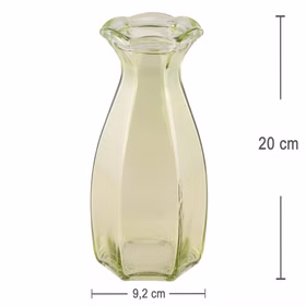 Glasvasen Set „Corolle“ 2er – Mini & große Blumenvase Tisch-Deko Rosa Grün Transparent Blumenvasen gedeckter Tisch Familienfest Hochzeit Geburtstag Jubiläum Kommunion Möbel & Wohnen Accessoires Große grüne Glas-Blumenvase mit Maßangaben – elegante Vase mit schmalem Hals und gewelltem Rand.