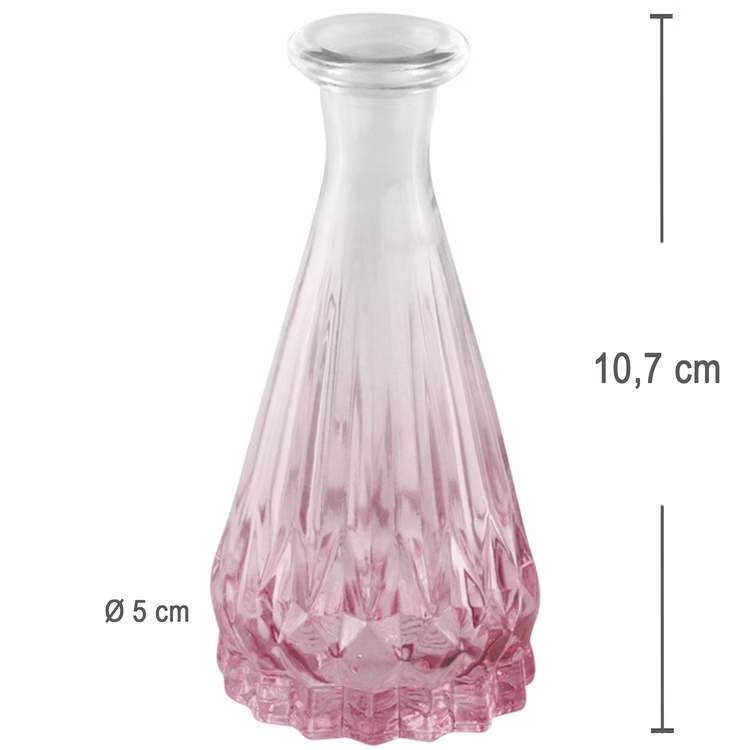 Mini Glasvase Alexandrin Blumenvase 10,7 cm Farbverlauf Rosa Tisch-Deko Geburtstag Hochzeit Wohnaccessoire Wohnen & Möbel Kleine Blumenvase Mini Glasvase Alexandrin aus Glas mit rosa Farbverlauf und Maßangaben von 10,7 cm Höhe und 5 cm Durchmesser.