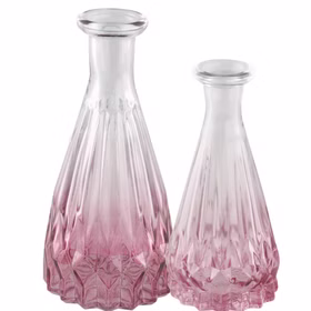 Glasvase Alexandrin Blumenvase 14,5 cm Deko-Vase mit Farbverlauf Rosa Tisch-Deko Geburtstag Hochzeit Wohnaccessoire Wohnen & Möbel Kleine Blumenvase Rosa Glasvasen Alexandrin im Größenvergleich mit der kleinen und der größeren Variante im gleichen Design.
