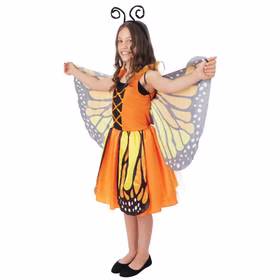Schmetterling Kostüm Kinder Aurora Orange mit Flügeln & Haarreif 5-12 Jahre Tier Tierkostüm Butterfly Fasching Karneval Mottoparty Kindergeburtstag Kinderkostüm Schmetterling mit farbenfrohen Flügeln und orangefarbenem Kleid im fantasievollen Design.