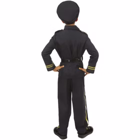 Polizei Kostüm Kinder Polizist Max mit Mütze Uniform Fasching 3-12 Jahre Berufe Fasching Karneval Mottoparty Kindergeburtstag Rollenspiel Polizistenkostüm Rückansicht des Polizei Kinderkostüms mit dunkelblauer Uniformhose, Gürtel und passender Mütze.