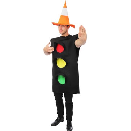 Ampel Kostüm mit Hut Baustellenkegel Unisex JGA Fasching Karneval