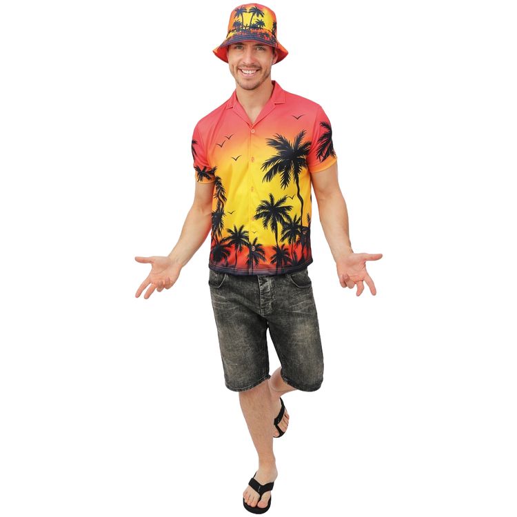 Mann und Frau tragen sommerlichen Fischerhut im Hawaii-Stil.